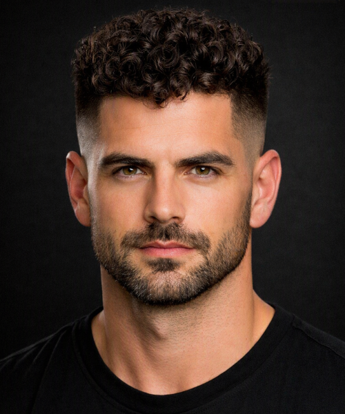 Burst Fade with Curly Hair