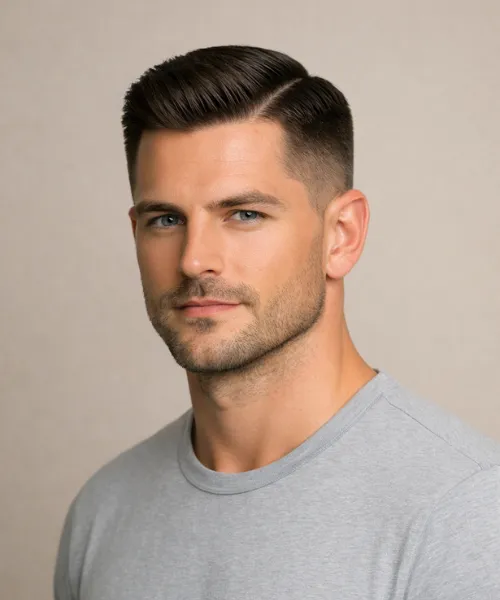 Low Taper Fade with Side Part