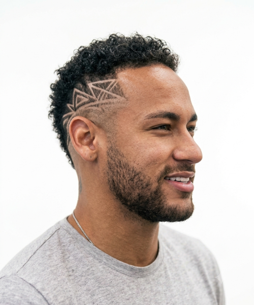 Neymar Curly Fade with Hair Design