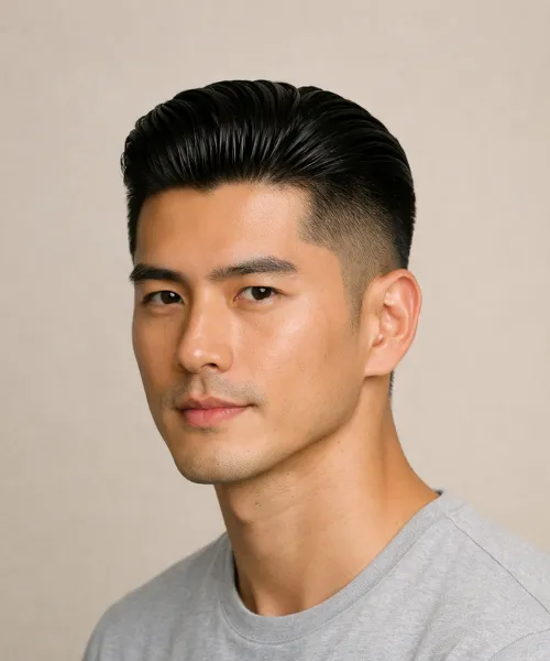 Slicked-Back Long Top with Skin Fade