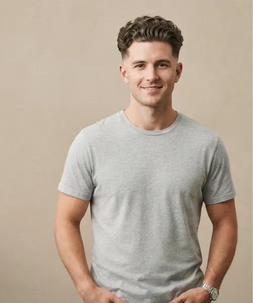 Wavy Textured Long Top with Drop Fade
