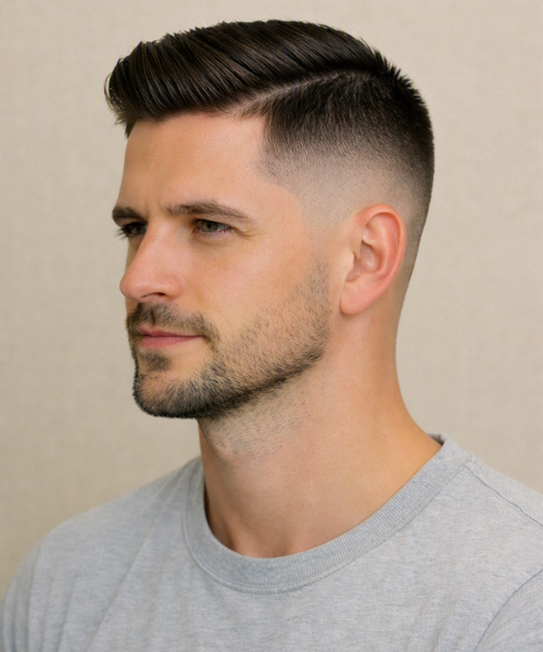 Comb Over with Mid Fade