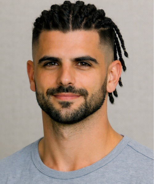 Dreadlocks or Braids with Mid Fade