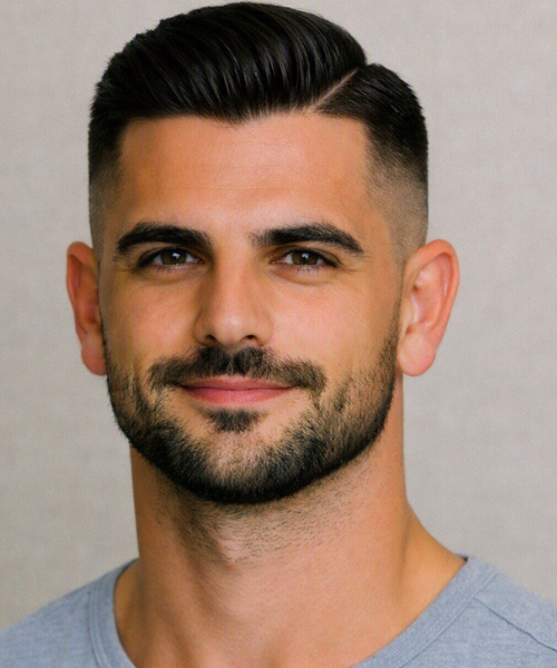 Mid Fade with Side Part