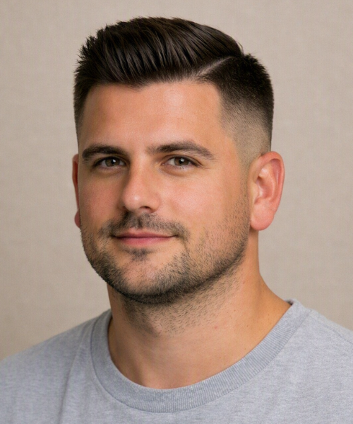 Side Part with Low or Mid Fade