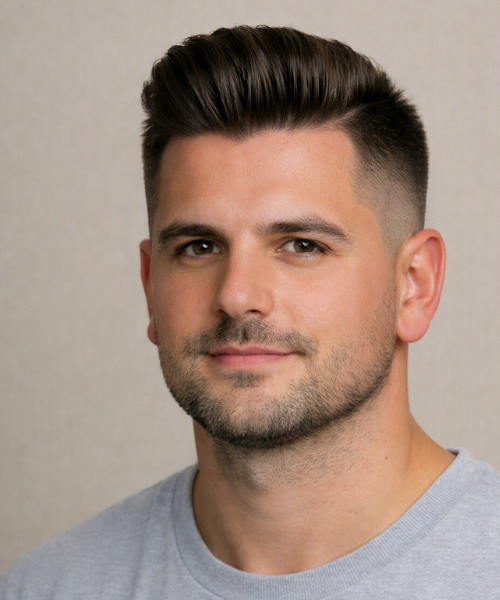 Slick Back with Volume (Not Flat)