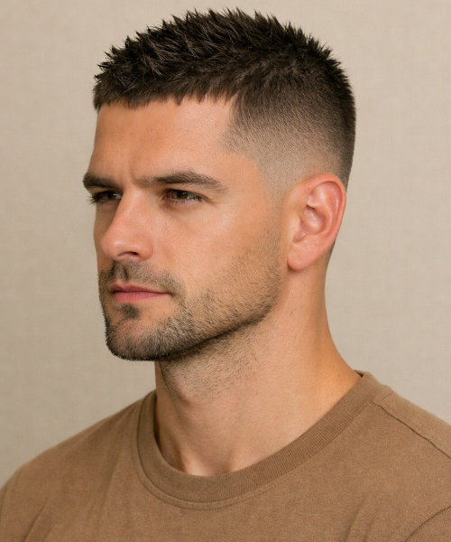 Spiky Hairstyles for Men to Elevate Your Look (Modern) 5 Textured Buzz Cut with Spikes