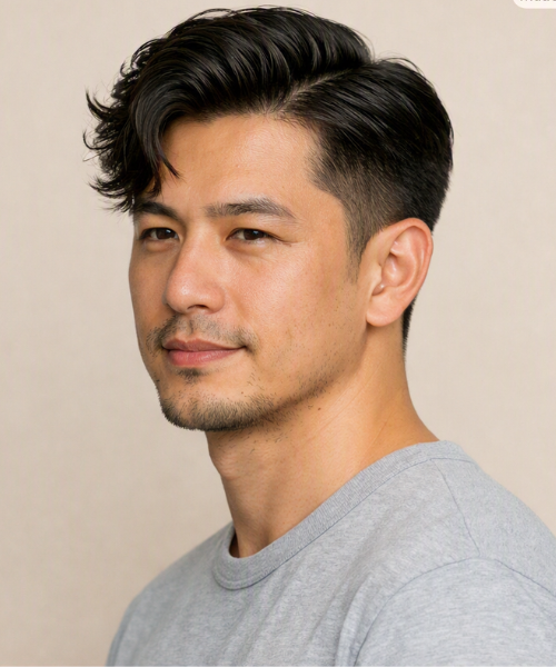 Wavy Side-Swept Haircut